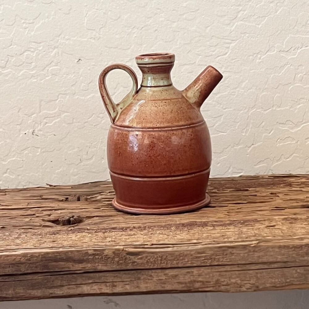 Ceramic Pottery Jug Brown 5.5" Two Tone Stoneware Pour Spout Teapot